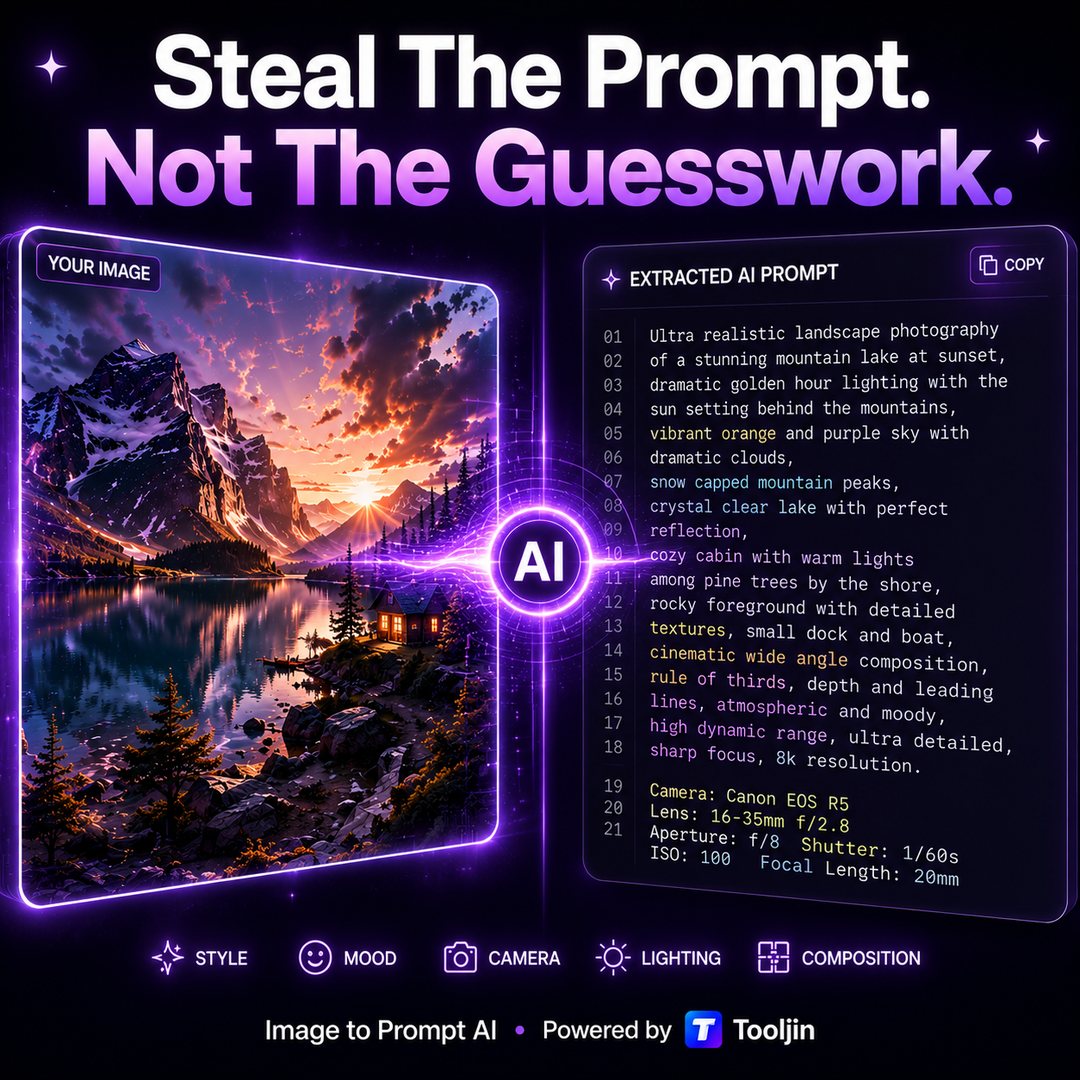 Steal the prompt, not the guesswork — get the exact AI prompt and camera settings behind any image