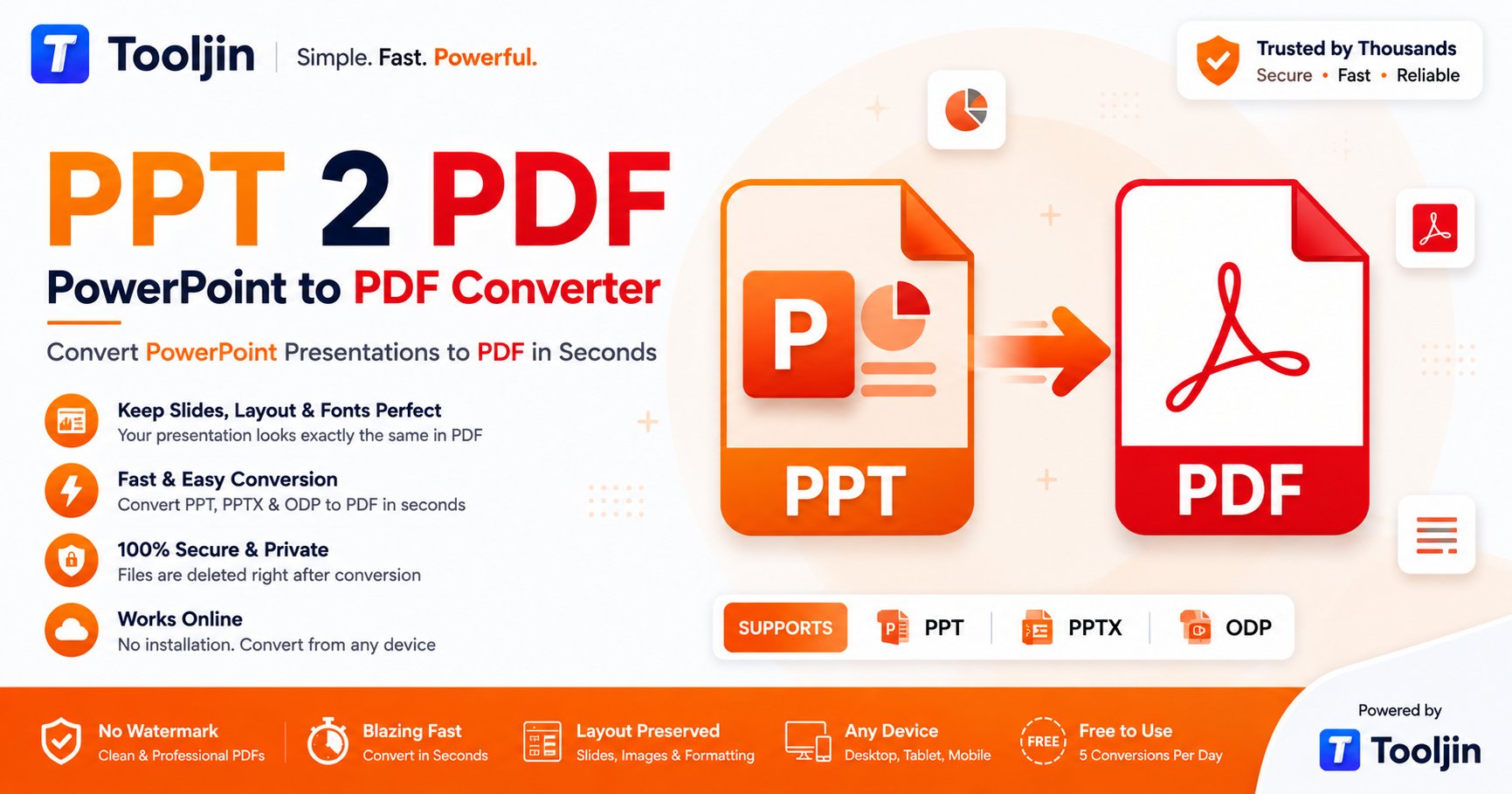 PowerPoint to PDF — convert PPT, PPTX and ODP to a clean, print-ready PDF